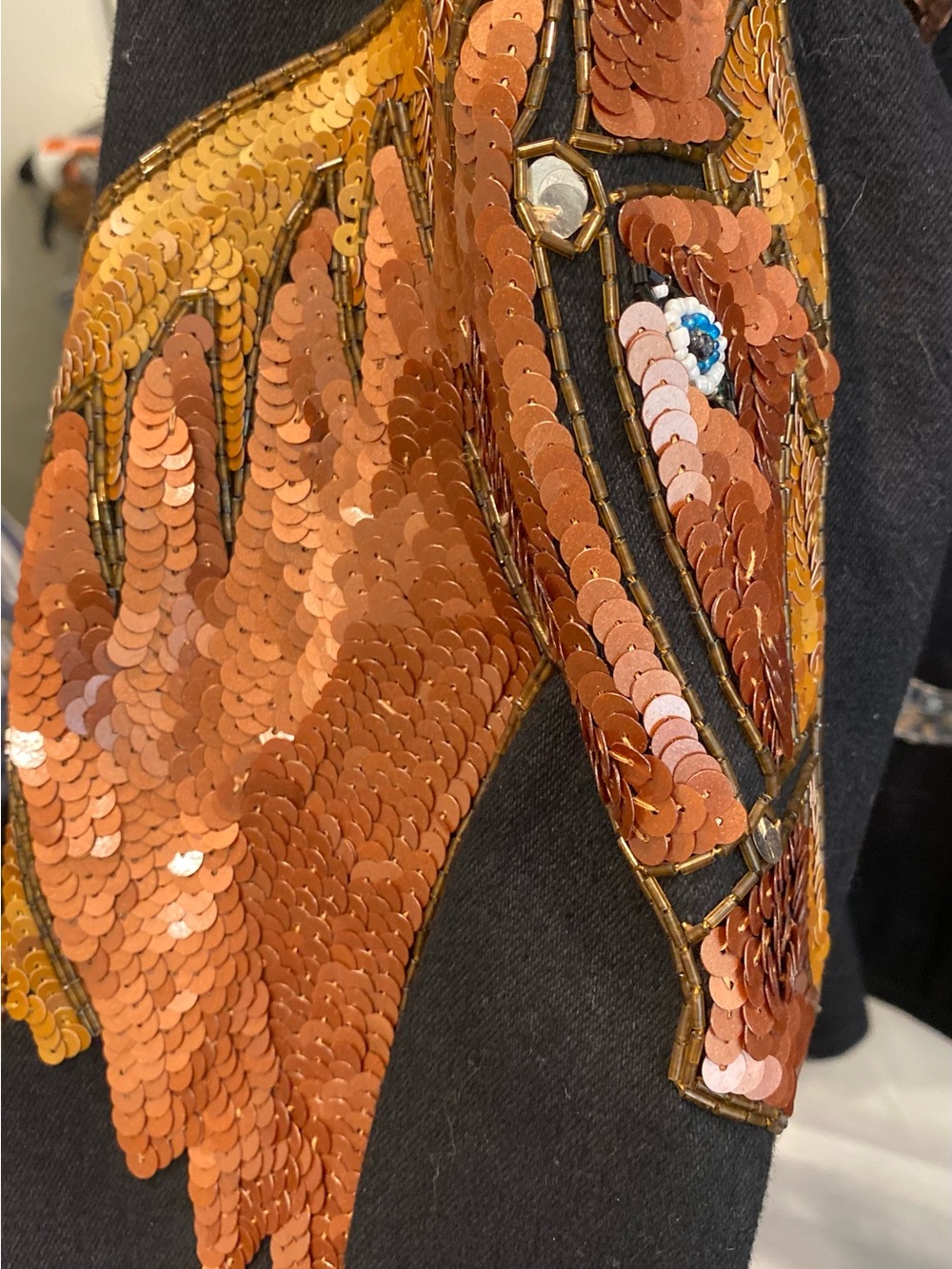 Vintage Modi Denim Womens Black Sequin Horse Western Wear Rodeo Jean Jacket - Picture 10 of 11